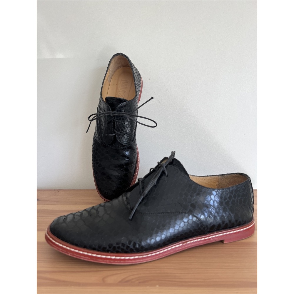 Maison Martin Margiela MM6 Black Reptile Leather Oxford Shoes - Size 40 Career